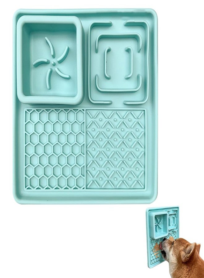 Qpets® Lick Pad for Dog Cat, 7.8'' Food-Grade Silicone Dog Slow Feeding Mat for Wet/Dry Food, 4 Patterns Lick Pad Mats with Suction Cups During Eating, Bathing, Training, Grooming (19.8*19.8*1.4CM) - Image 1